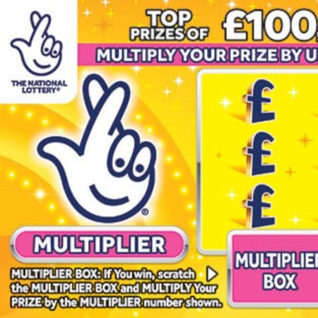 £100,000 Multiplier Yellow Scratchcard